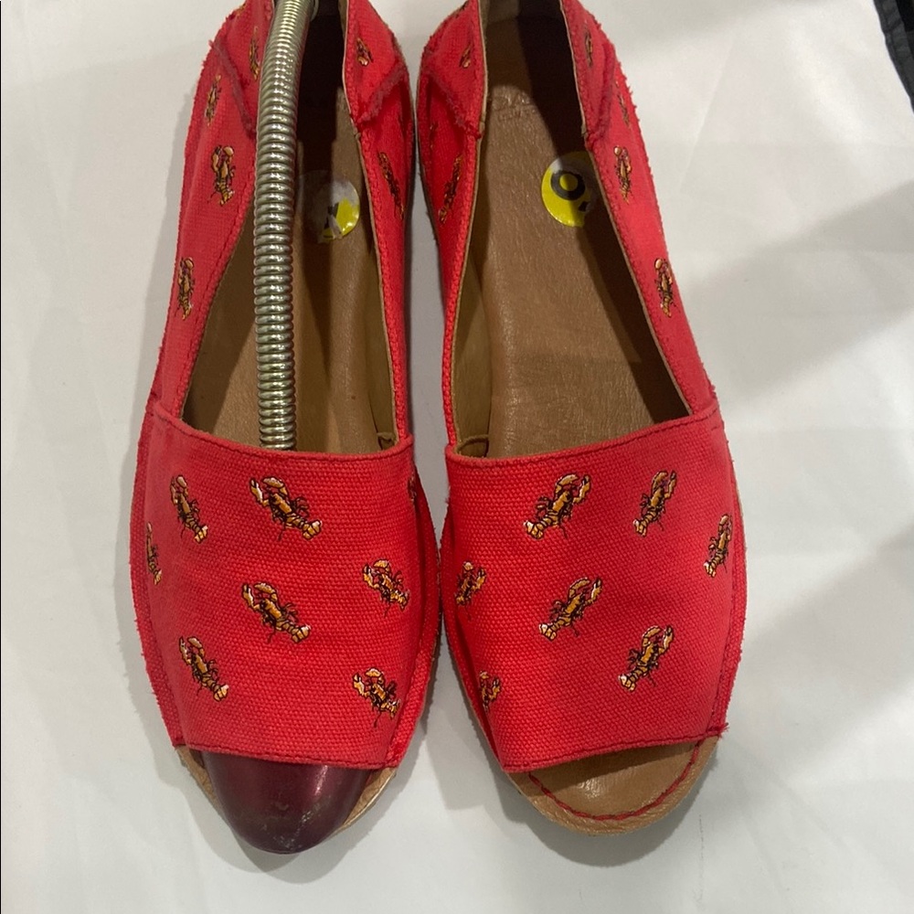Coach Red Espadrille Flats with Playful Pattern